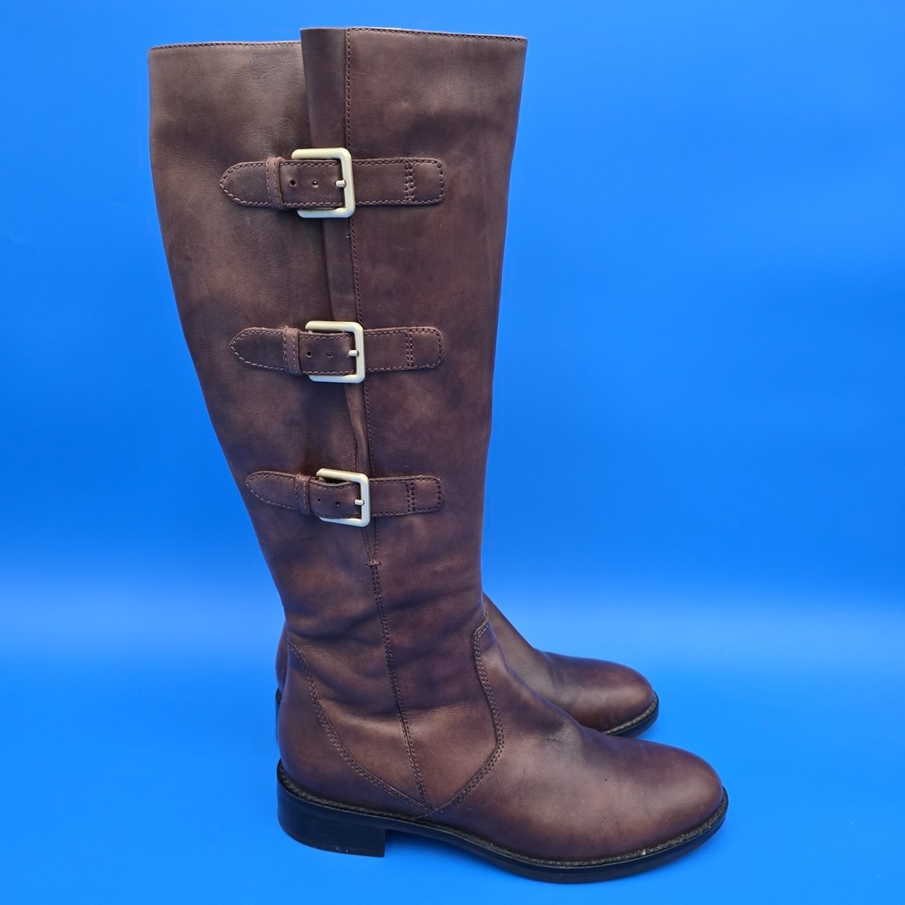 Ecco Hobart Buckle Riding Boots EUR 40 Womens Size 9-9.5 Brown Leather EUC